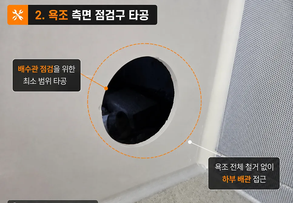 욕조 측면 점검구 타공